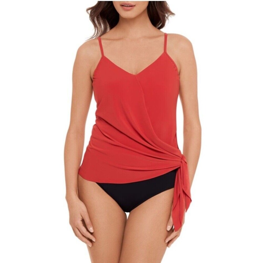Magicsuit Womens Solid Alex Underwire Tankini Top Sunset 12 Side Tie Coral